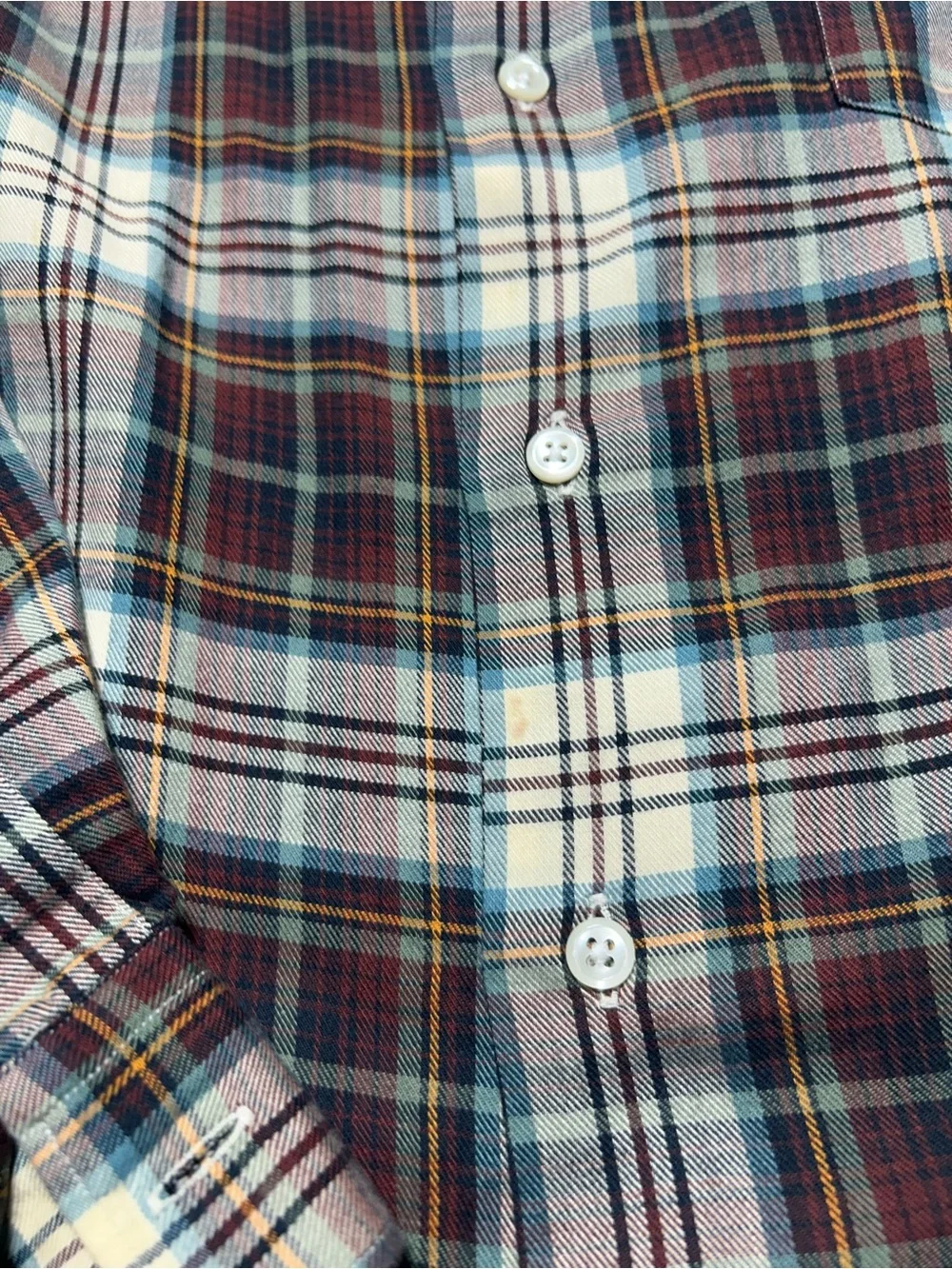 Ralph Lauren Men's XL Plaid Button-Down Shirt - Burgundy, Cream & Blue